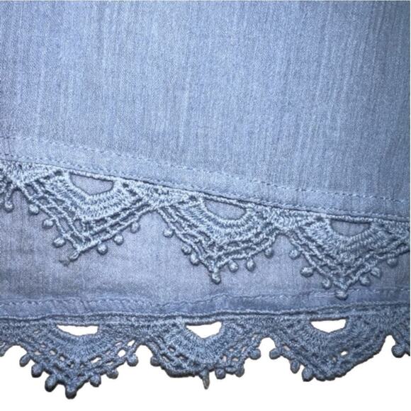 Seafolly Australia Sky Blue Crepe Swim Coverup Tassel Tie Embroidery Hem Size M - Picture 5 of 11